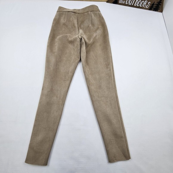 Zara Women Faux Suede Leggins Size Small Color Brown Tan Elastic Waistband Comfy - Picture 12 of 13